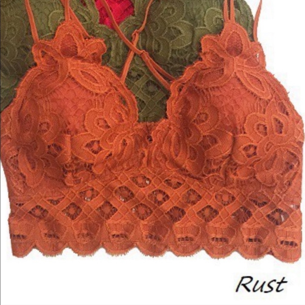 Scalloped Lace Rust Bralette - Picture 3 of 8